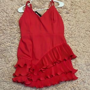 Pink dress ruffle on bottom